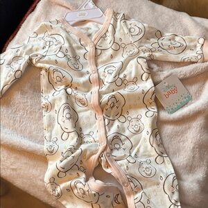 Disney Cream Bear Print Footie